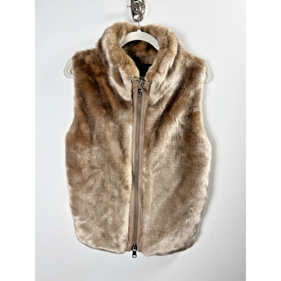 Armani Exchange Faux Fur Front Winter 2015 Sweater Vest Glam Regency Old Money M - Picture 1 of 8
